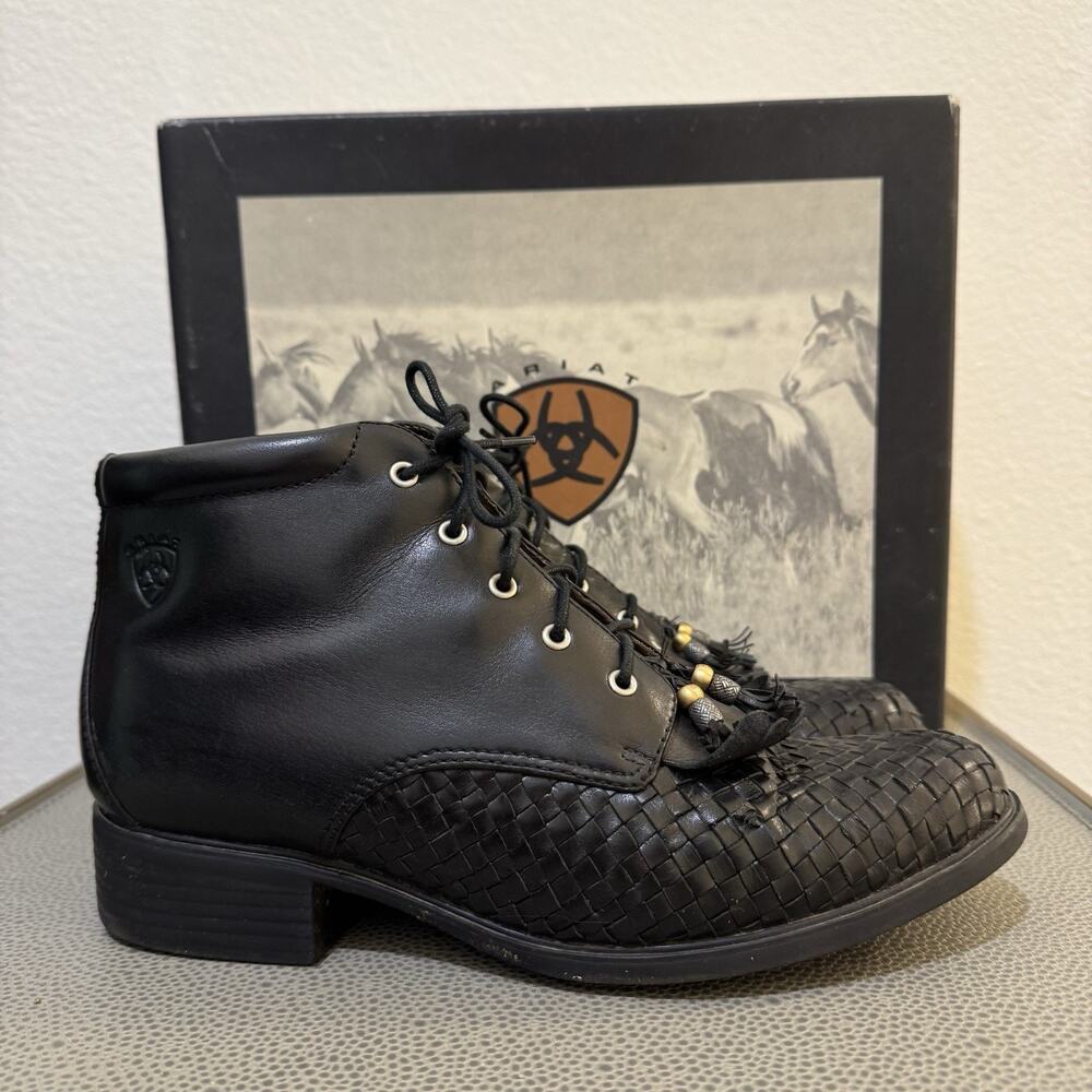 Ariat Women’s Black Kiltie Ankle Boots Tassels Sz 8 B